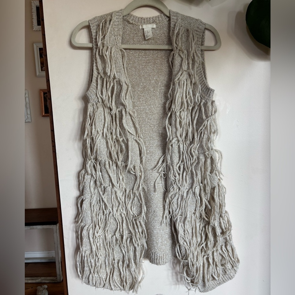 H&M fringe long knit vest - Picture 1 of 3